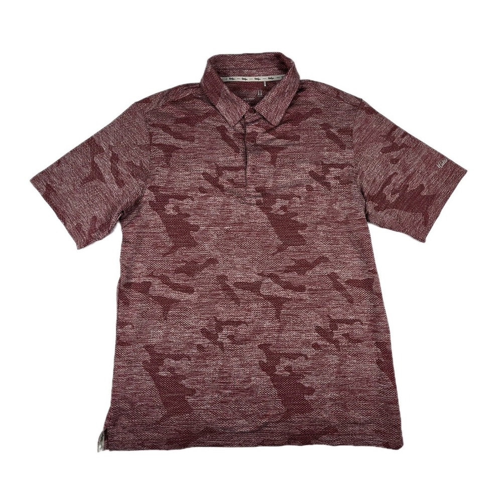Walter Hagen 11 Majors Polo Shirt Mens Medium Red Camouflage Performance Wicking